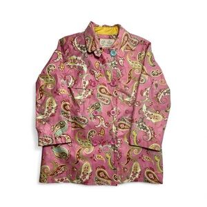 Little Joule Pink Whimsical Paisley 100% Cotton Raincoat  Girls 11-12